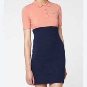 Lacoste Polo Dress Size 12 Girls Short Sleeves Color Block Pink Blue